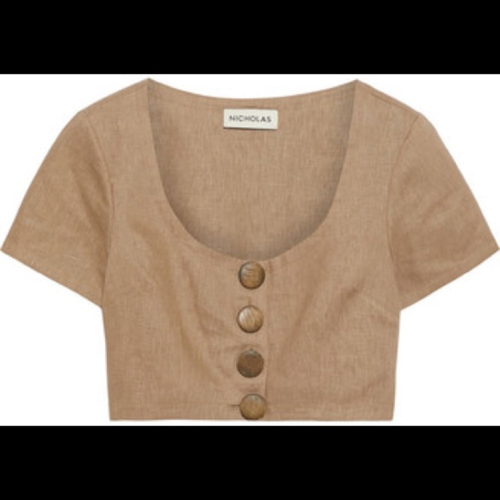 NICHOLAS LINEN CROP TOP